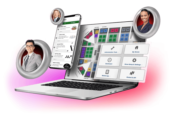 Event reporting dashboard showing sales, engagement, and sponsor performance widgets