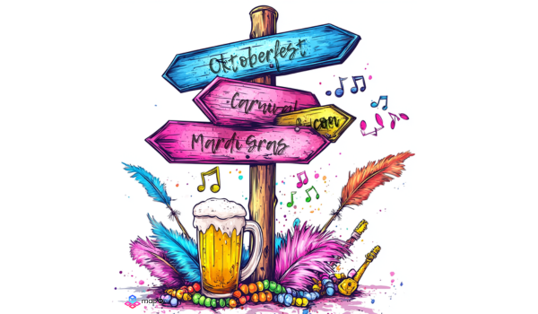 Sign showing different festivals. 